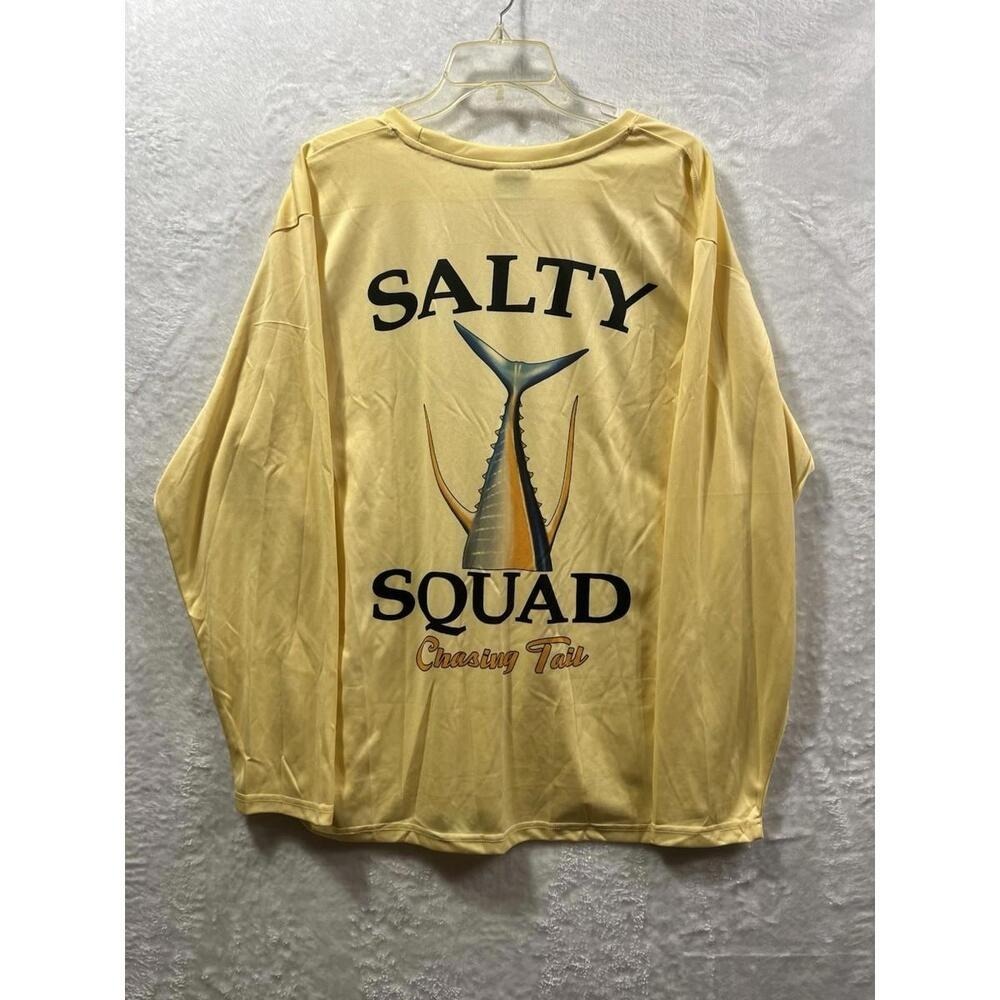 Spicy Tuna Salty Squad Chasing Tail Yellow Long Sleeve Fishing Shirt XXL